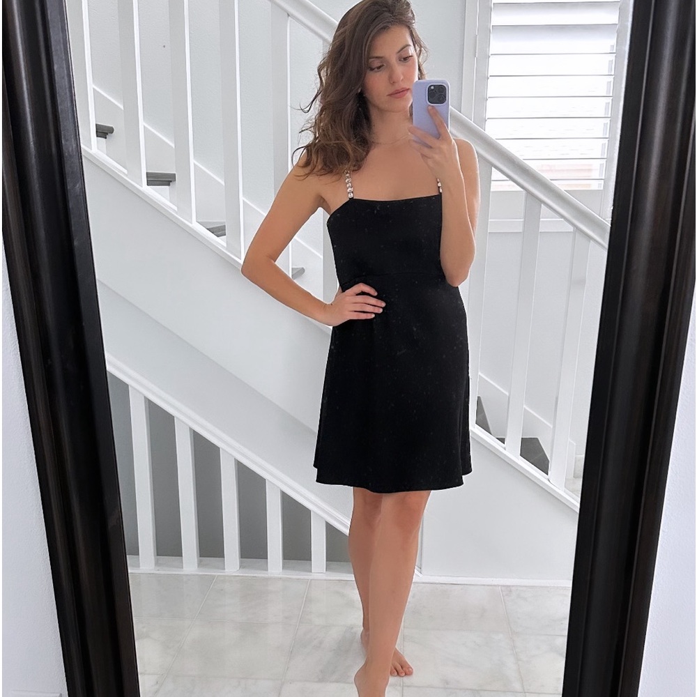 Alice + Olivia Rhinestone Strap Mini Dress